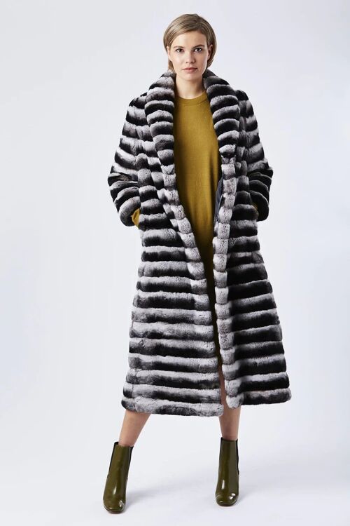 Grey Carrie Chinchilla Effect Coney Fur Coat