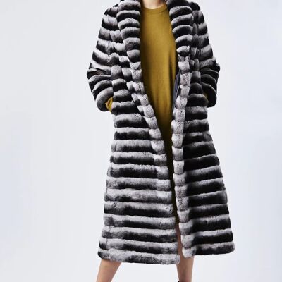 Grey Carrie Chinchilla Effect Coney Fur Coat