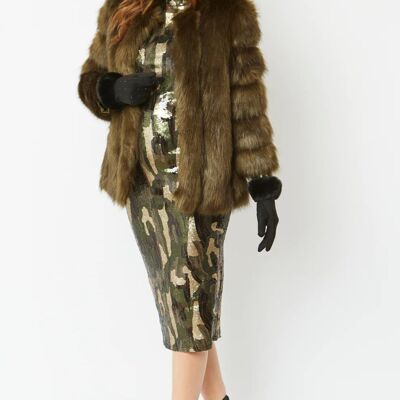 Green Faux Fur Coat