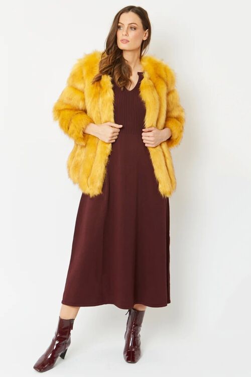 Yellow Faux Fur Coat