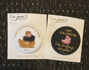 Saint Valentin/Sans Valentin 2 Badges humour pep'S et colorés 1