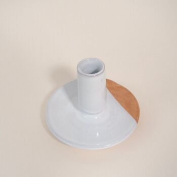 Bougeoir blanc en poterie taille S diamètre bougie 2,6cm 3