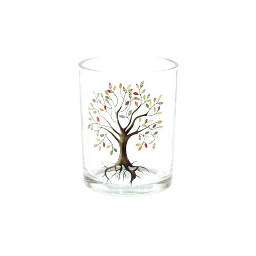 Glas-Windlicht Baum, Ø 10 x 12,5 cm, bunt, 804465