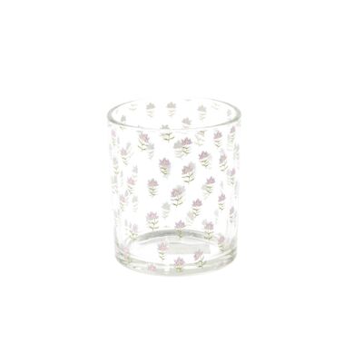 Glass lantern lavender design, Ø 8 x 9 cm, clear, 804502