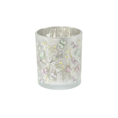 Glas-Windlicht Schmetterlinge, Ø 8 x 9 cm, violett, 804526