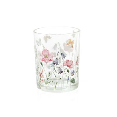 Farol de cristal prado de flores, Ø 10 x 12,5 cm, colorido, 804557