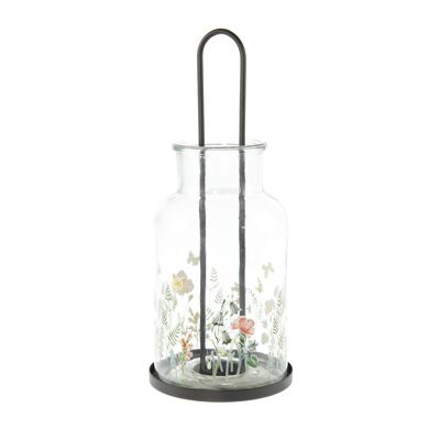 Glass lantern w.Metal insert, Ø 15.5 x 32 cm, colorful, 804571