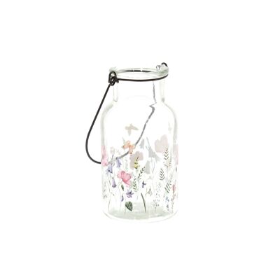 Glass lantern w.Metal handle, Ø 7.5 x 12.5 cm, colorful, 804625