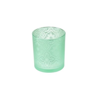 Glass lantern floral design, Ø 7 x 8 cm, green, 805547