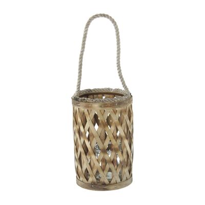 Rattan-Laterne mit Glas, Ø 14 x 30 cm, braun, 806247