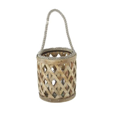 Rattan-Laterne mit Glas, Ø 13 x 22 cm, braun, 806254