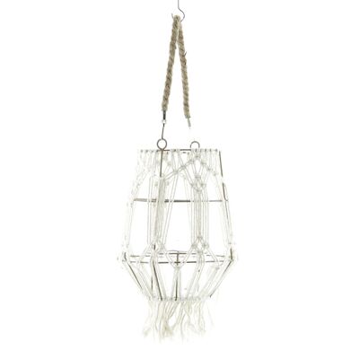 Metal/macrame lantern w.Glass, Ø 21 x 27 cm, white, 806780