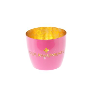 Lanterna in metallo Momenti di felicità, Ø 10 x 8,5 cm, rosa/oro, 812132