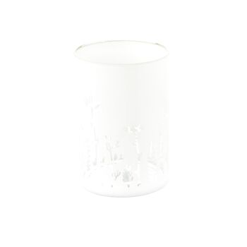 Lanterne en verre motif floral, Ø 10 x 15 cm, blanc, 812194 1