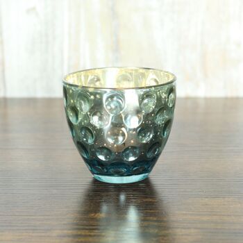 Lanterne ronde en verre, Ø 8 x 7 cm, bleu, 812293 2