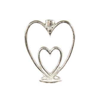 Bougeoir en aluminium coeur en coeur, 15 x 7,5 x 19 cm, argent, 812712 1