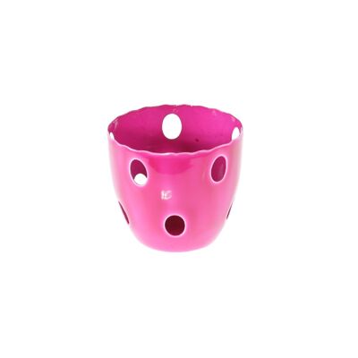 Metal lantern with circle holes S, Ø 8 x 7 cm, pink enamel, 813108
