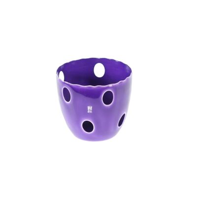 Metal lantern circle holes S, Ø 8 x 7 cm, purple enamel, 813122