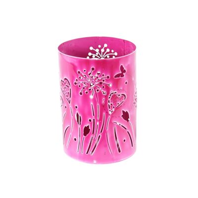 Metall-Windlicht Sommerwiese M, Ø 10 x 15 cm, pink Emaille, 813207