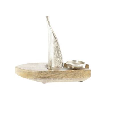 Aluminum candle holder boat, 18.5 x 8 x 20 cm, silver/natural, 813757