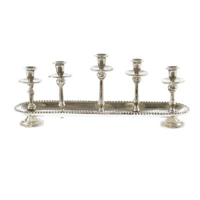 Aluminum candle holder tray, 54 x 14 x 20 cm, silver, 815188