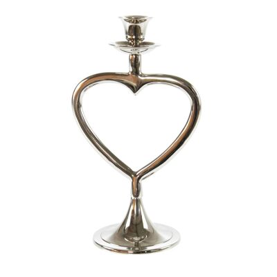 Aluminum candle holder heart, 16.5 x 11.5 x 28.5 cm, silver, 815195
