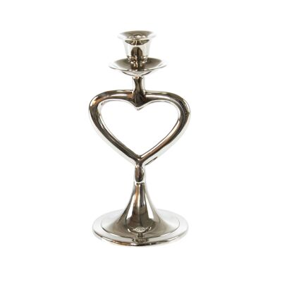 Aluminum candle holder heart, 11.5 x 11.5 x 23 cm, silver, 815201