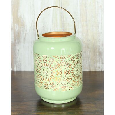 Aluminum lantern with handle, Ø 14 x 19.5 cm, light green, 815324