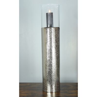 Farol de aluminio con cristal, Ø 23 x 60 cm, plateado, 817229