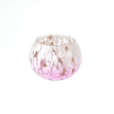 Farol redondo de cristal, Ø 9 x 7 cm, rosa, 818134