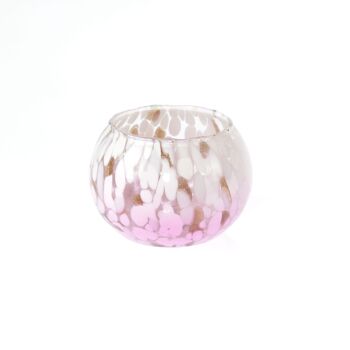 Lanterne ronde en verre, Ø 9 x 7 cm, rose, 818134 1