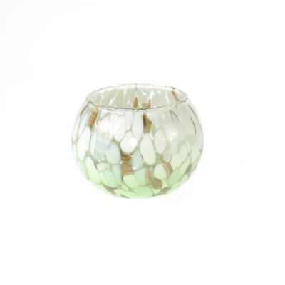 Round glass lantern, Ø 9 x 7cm, green, 818158