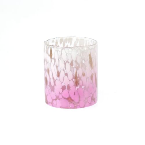 Glas-Windlicht, Ø 8 x 9cm, pink, 818189