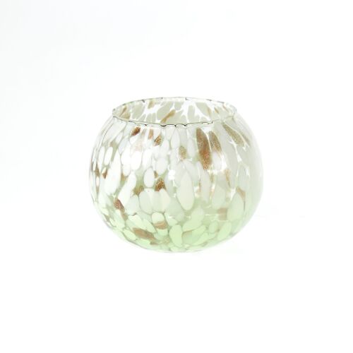 Glas-Windlicht rund, Ø 11 x 9,5 cm, grün, 818400