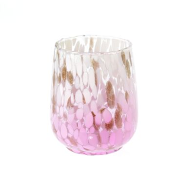 Glass lantern, Ø 10 x 12 cm, pink, 818486