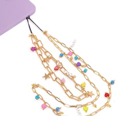 SET OF 5 LONG AND SHORT PHONE CHAIN ​​WITH PENDANTS