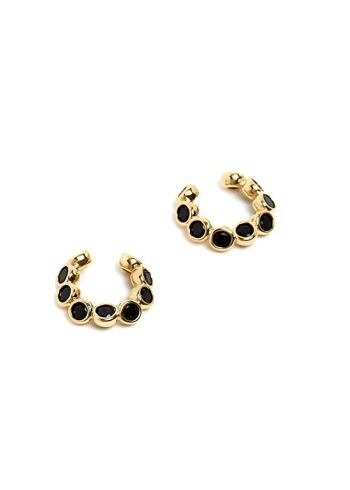 BOUCLES D'OREILLES EN OR AVEC CRISTAUX NOIRS 2