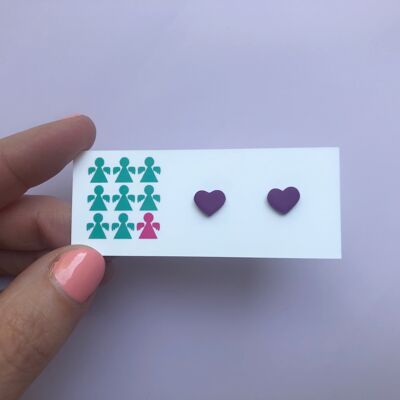 Pendientes pequeños corazón violeta violeta