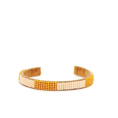 CUFF BRACELET WITH MUSTARD BEADS