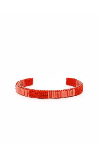 BRACELET MANCHETTE AVEC PERLES ROUGES 1