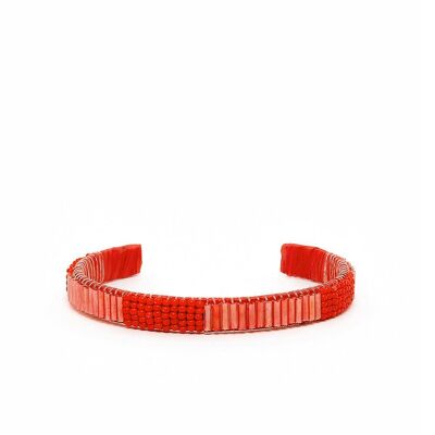 CUFF BRACELET WITH RED BEADS