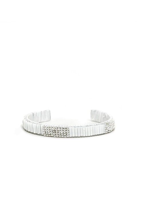 CUFF BRACELET WITH WHITE BEADS