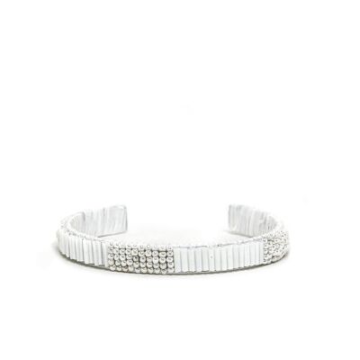 CUFF BRACELET WITH WHITE BEADS