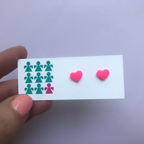 Tiny neon pink heart earrings