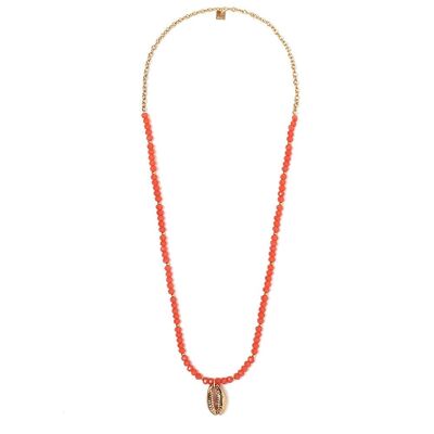 CORAL ELASTIC BRACELET NECKLACE WITH SHELL
