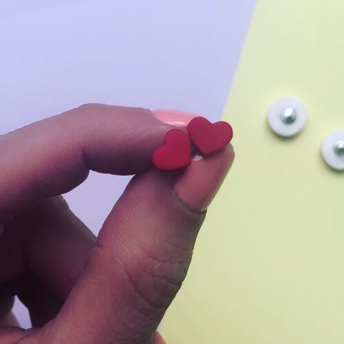 Tiny red heart earrings