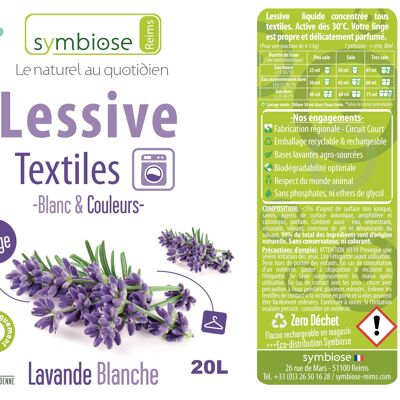 Weißes Lavendel-Flüssigwaschmittel, Großpackung 20 l