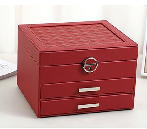 Women's jewelry case with 2 leatherette drawers. Dimension: 23x20x15.5cm LM-094A