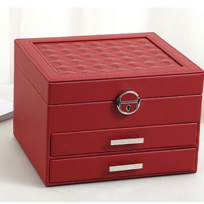 Women's jewelry case with 2 leatherette drawers. Dimension: 23x20x15.5cm LM-094A