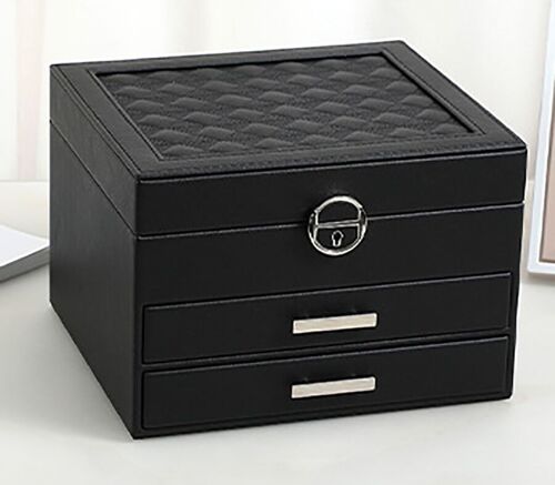 Women's jewelry case with 2 leatherette drawers. Dimension: 23x20x15.5cm LM-094B